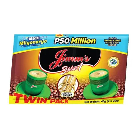 JIMM'S COFFEE 3PLUS1 WITH GINSENG TWIN PACK 40G