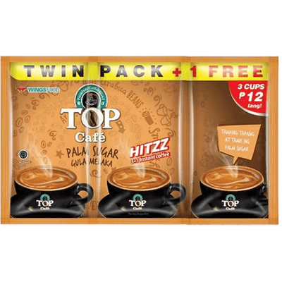 TOP CAFE COFFEE PALM SUGAR TWIN PACK 2+1/22G-P