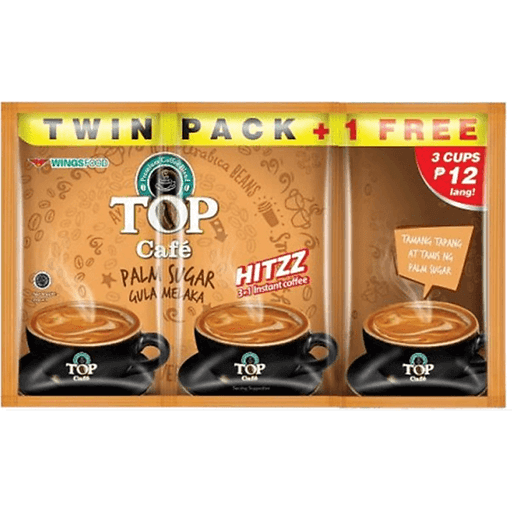 TOP CAFE COFFEE PALM SUGAR TWIN PACK 2+1/22G-P