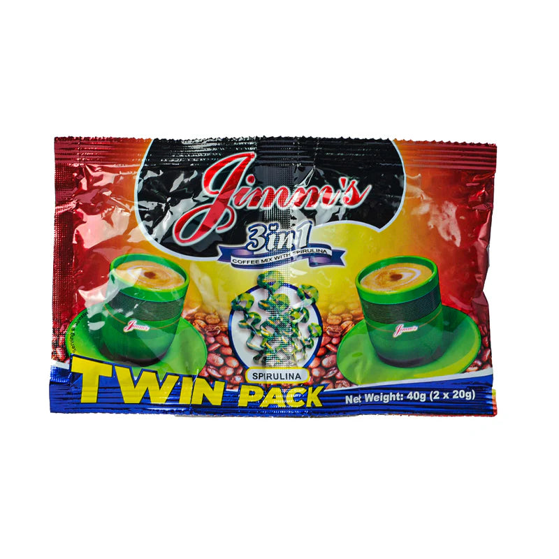 JIMM'S COFFEE 3PLUS1 W/ SPIRULINA TWIN PACK 40G