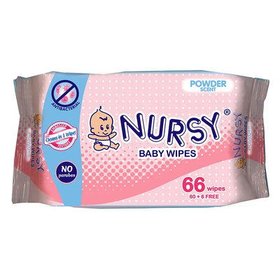 NURSY BABY WIPES POWDER SCENT 66'S