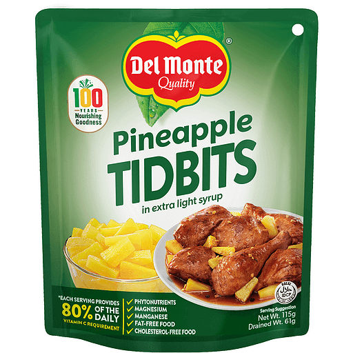 DEL MONTE PINEAPPLE TIDBITS 115G